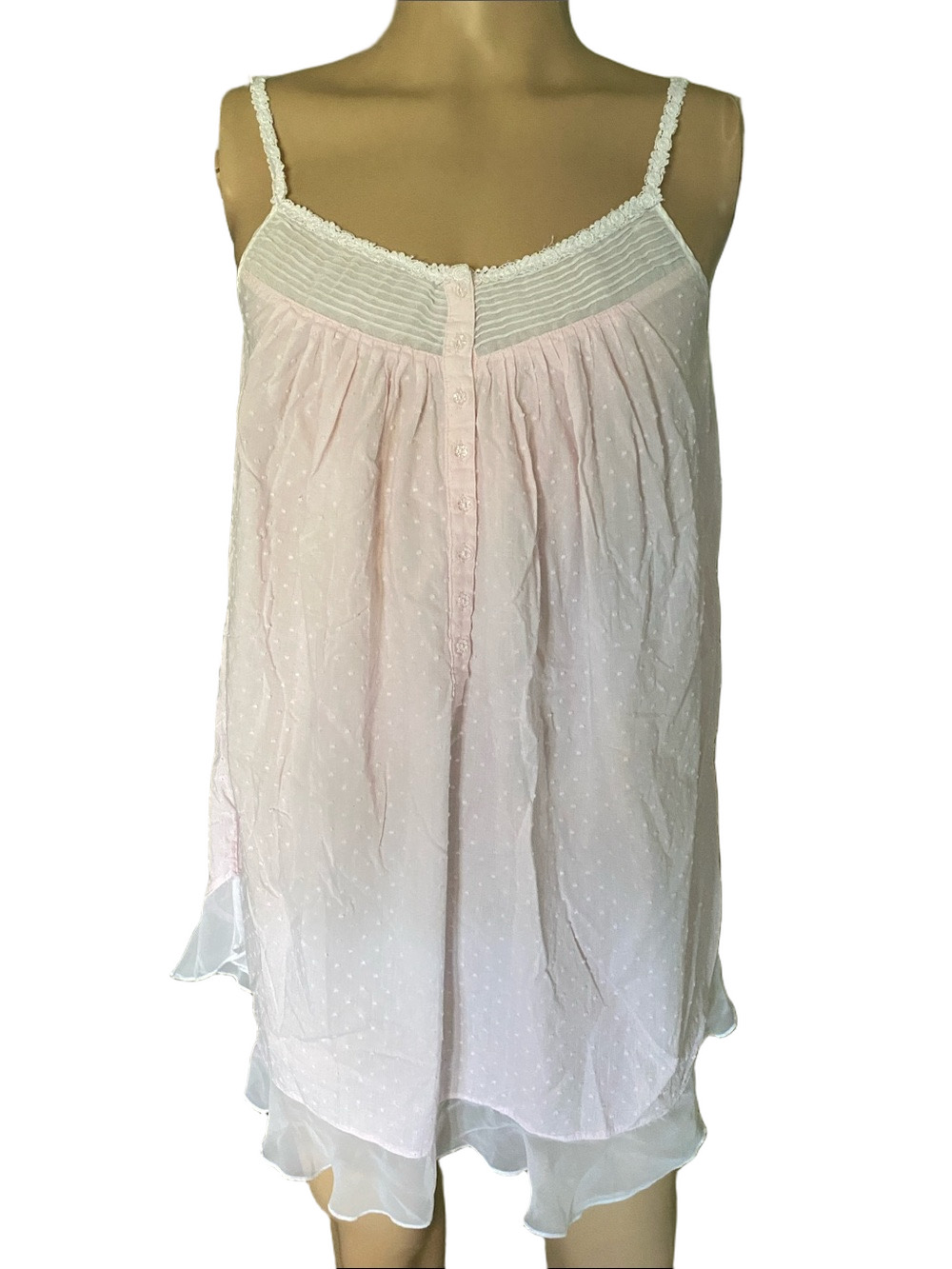 Eileen West Pale Pink Swiss Dot Sleeveless Nightgown